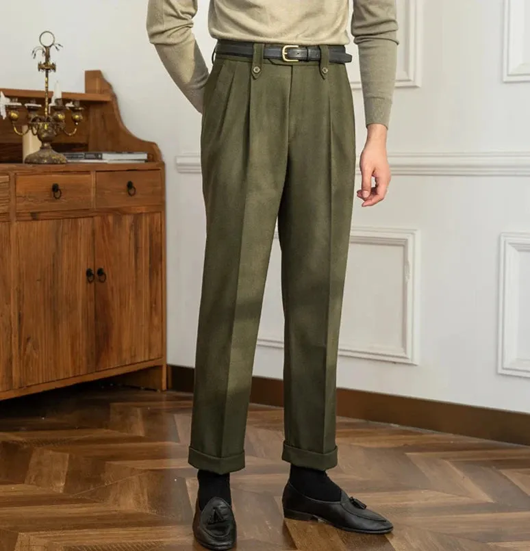 Straight high-waist casual trousers