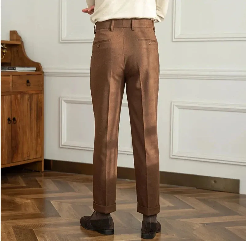 Straight high-waist casual trousers