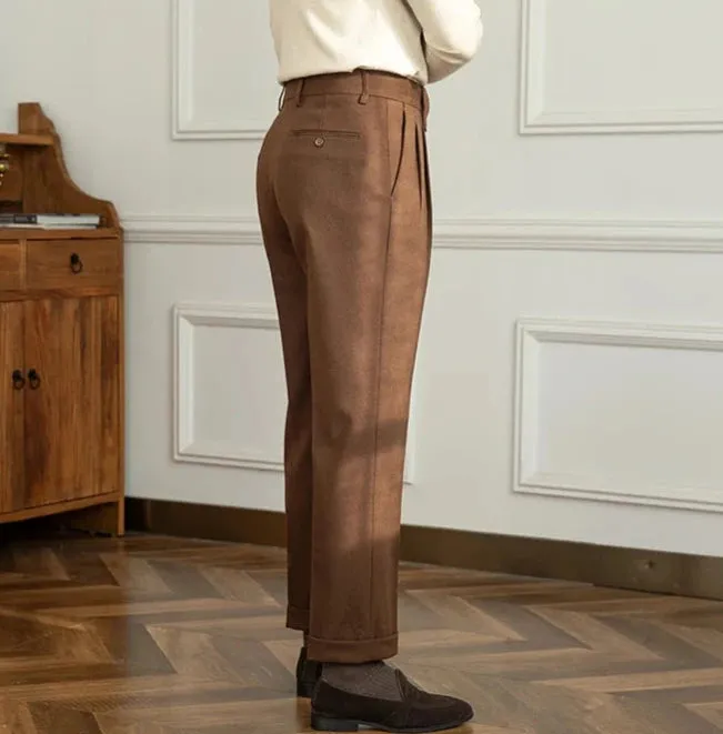 Straight high-waist casual trousers