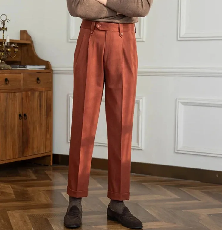 Straight high-waist casual trousers