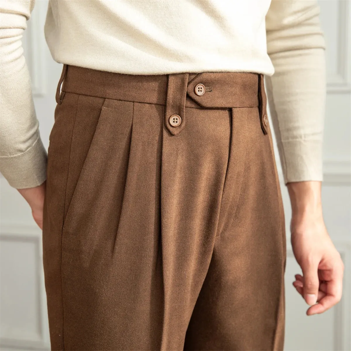 Straight high-waist casual trousers