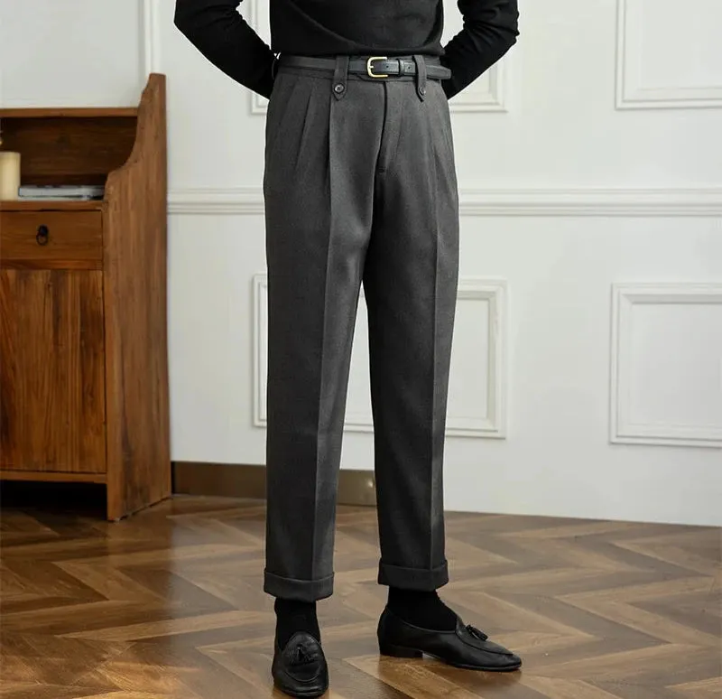 Straight high-waist casual trousers