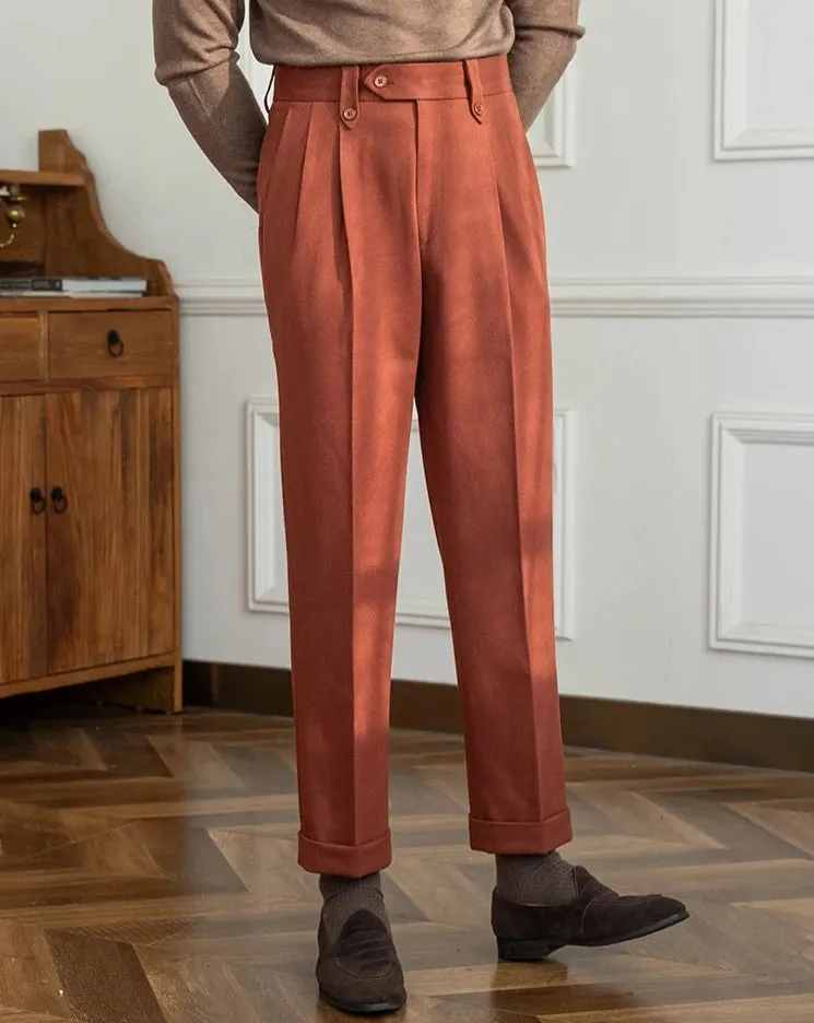 Straight high-waist casual trousers