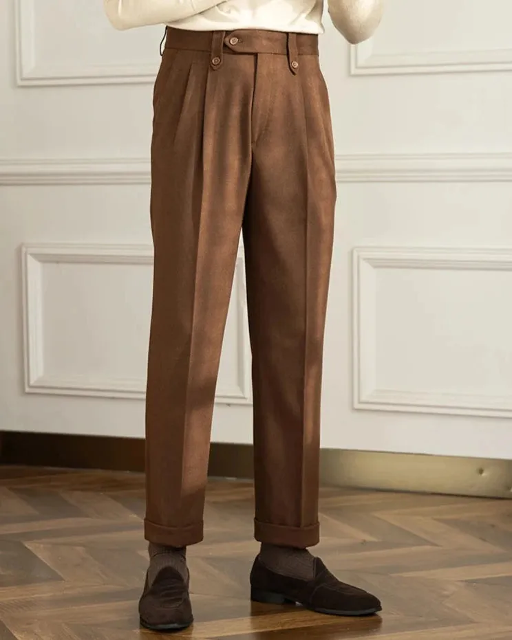 Straight high-waist casual trousers