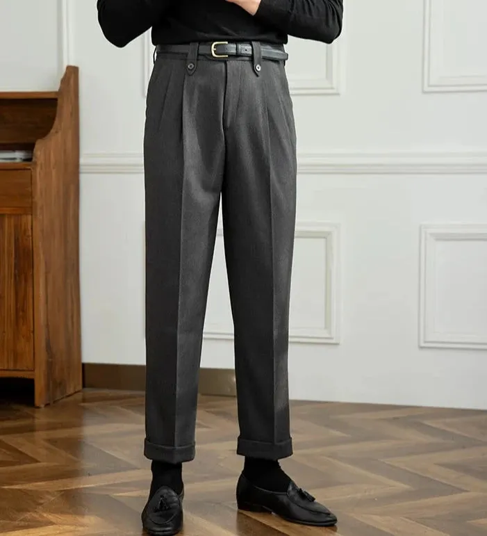 Straight high-waist casual trousers