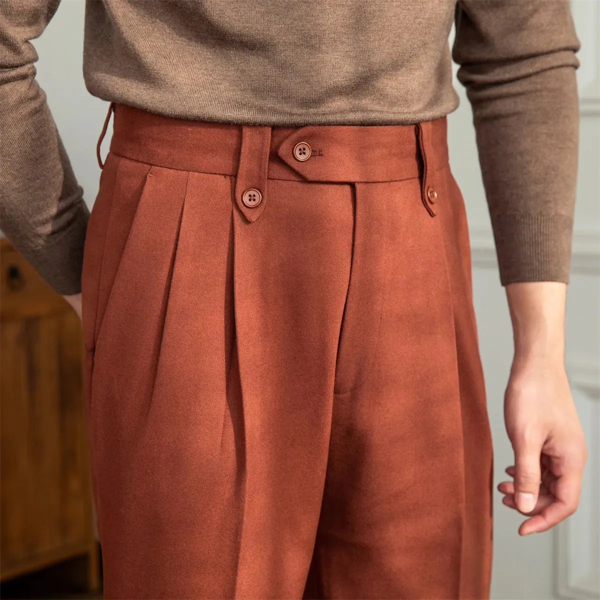 Straight high-waist casual trousers