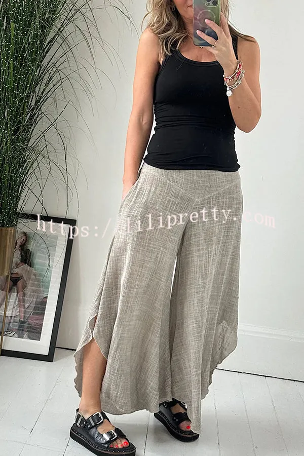 Summer Comfortable Linen Blend Elastic Waist Pocketed Harem Pants