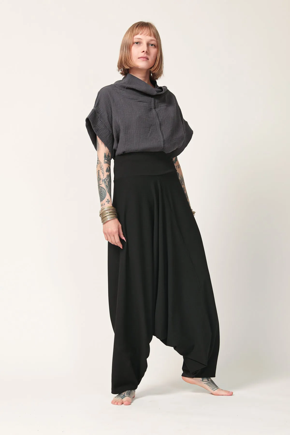 Unisex Black Harem Pants