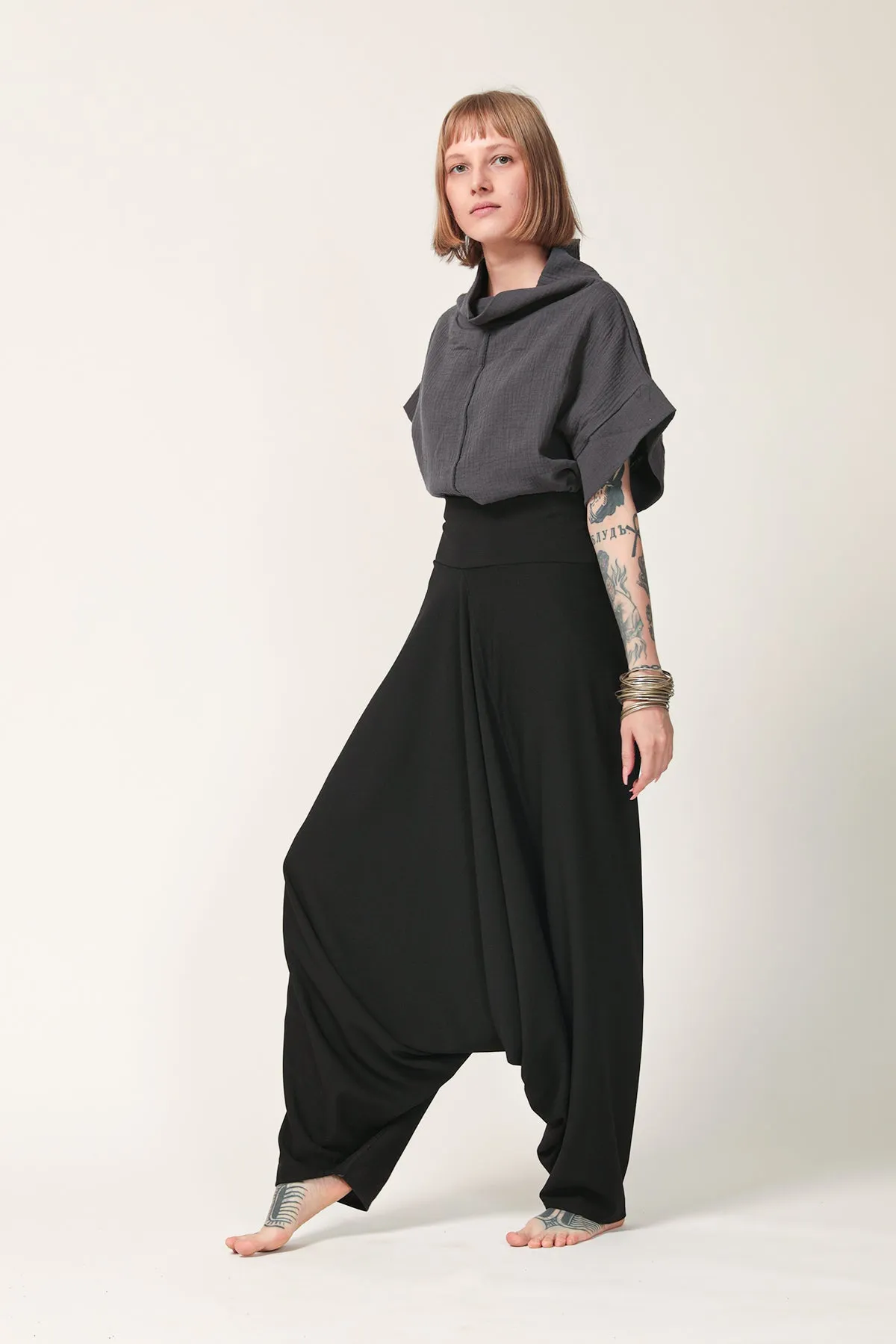 Unisex Black Harem Pants