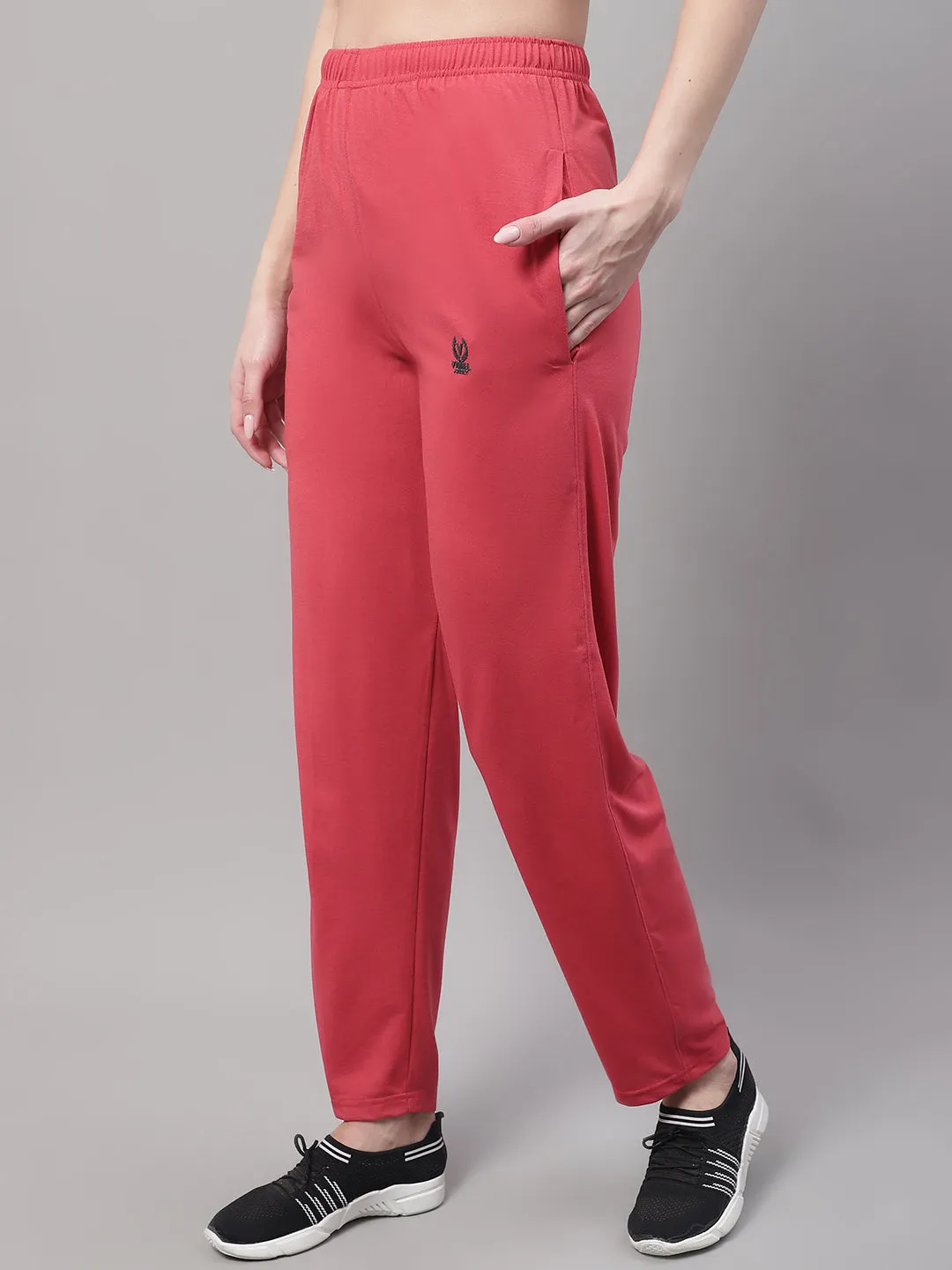 Vimal Jonney Pink Regular fit Cotton Trackpant for Women(Zip On 1 Side Pocket)