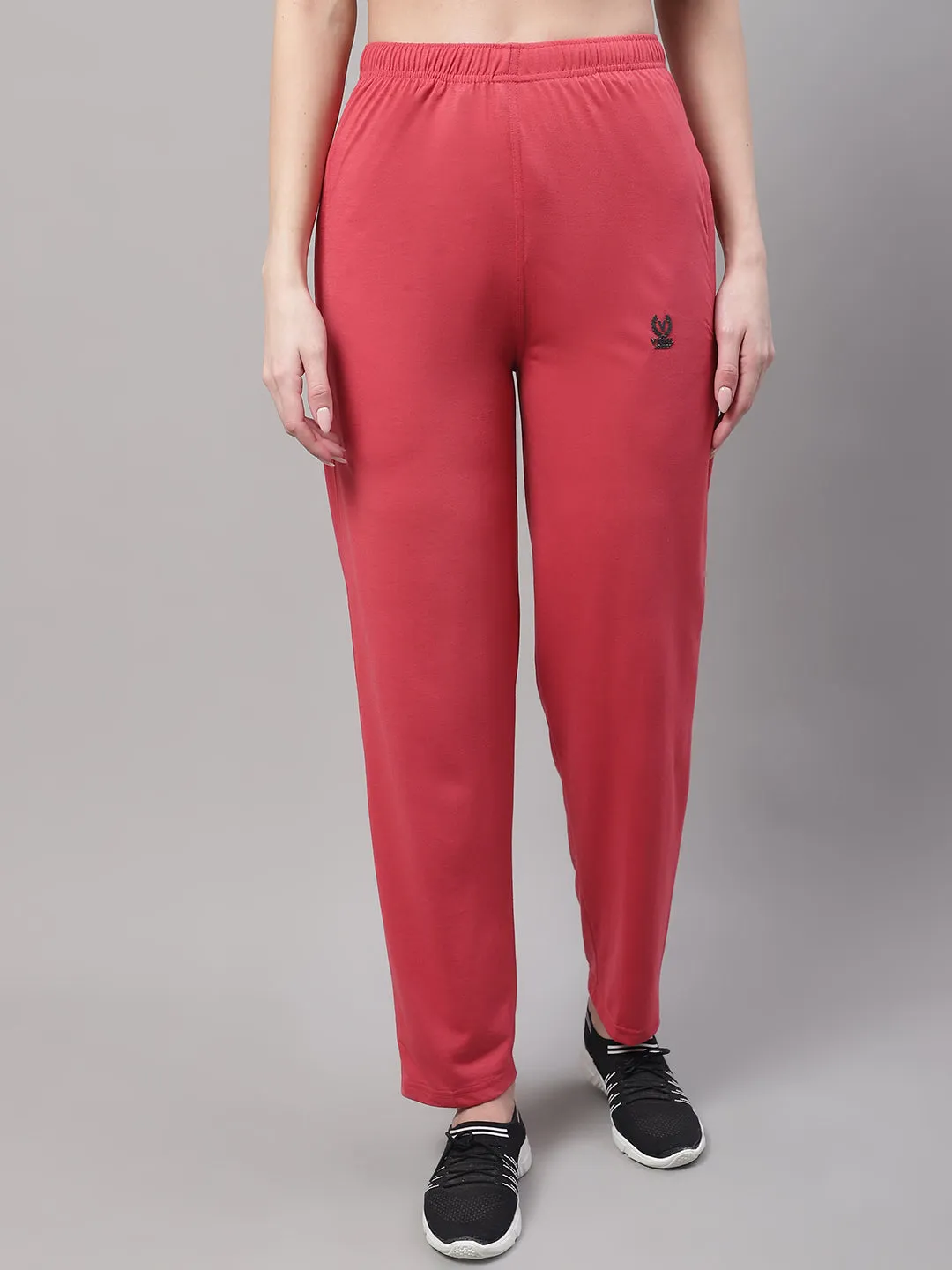 Vimal Jonney Pink Regular fit Cotton Trackpant for Women(Zip On 1 Side Pocket)