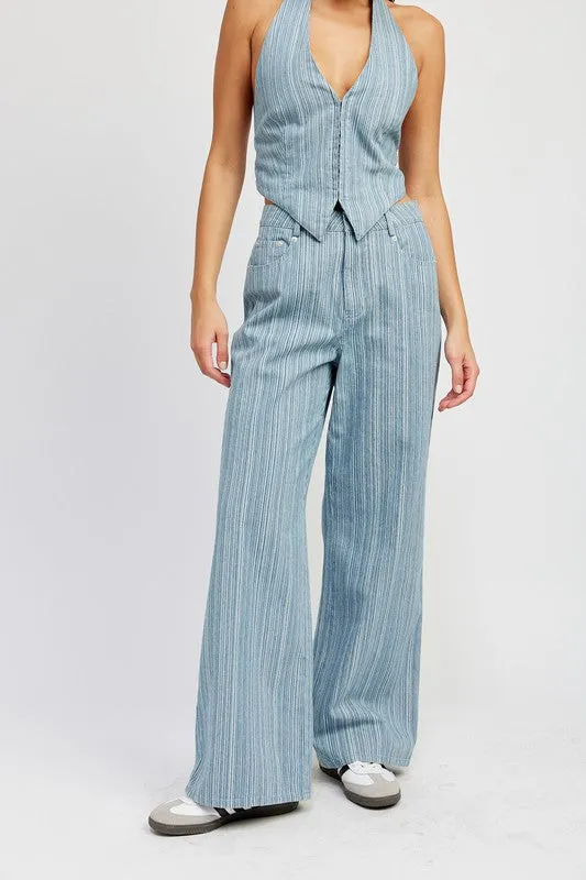 WAVELY MID RISE WIDE LEG PANTS