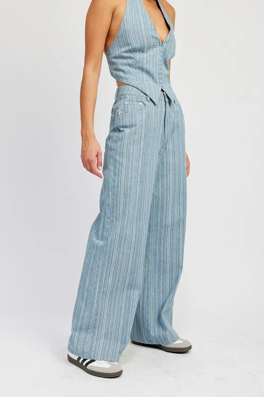 WAVELY MID RISE WIDE LEG PANTS