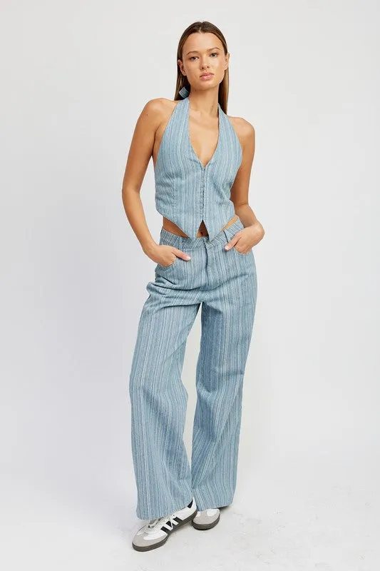 WAVELY MID RISE WIDE LEG PANTS