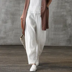 Women Casual Wide Leg Linen Cotton Pants BZ981105