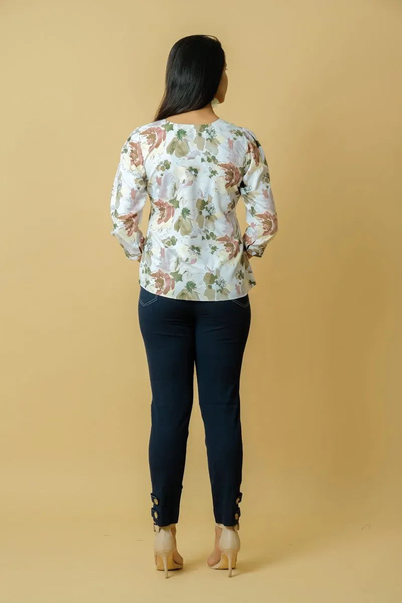 Women Floral Print Casual Multicolor Top